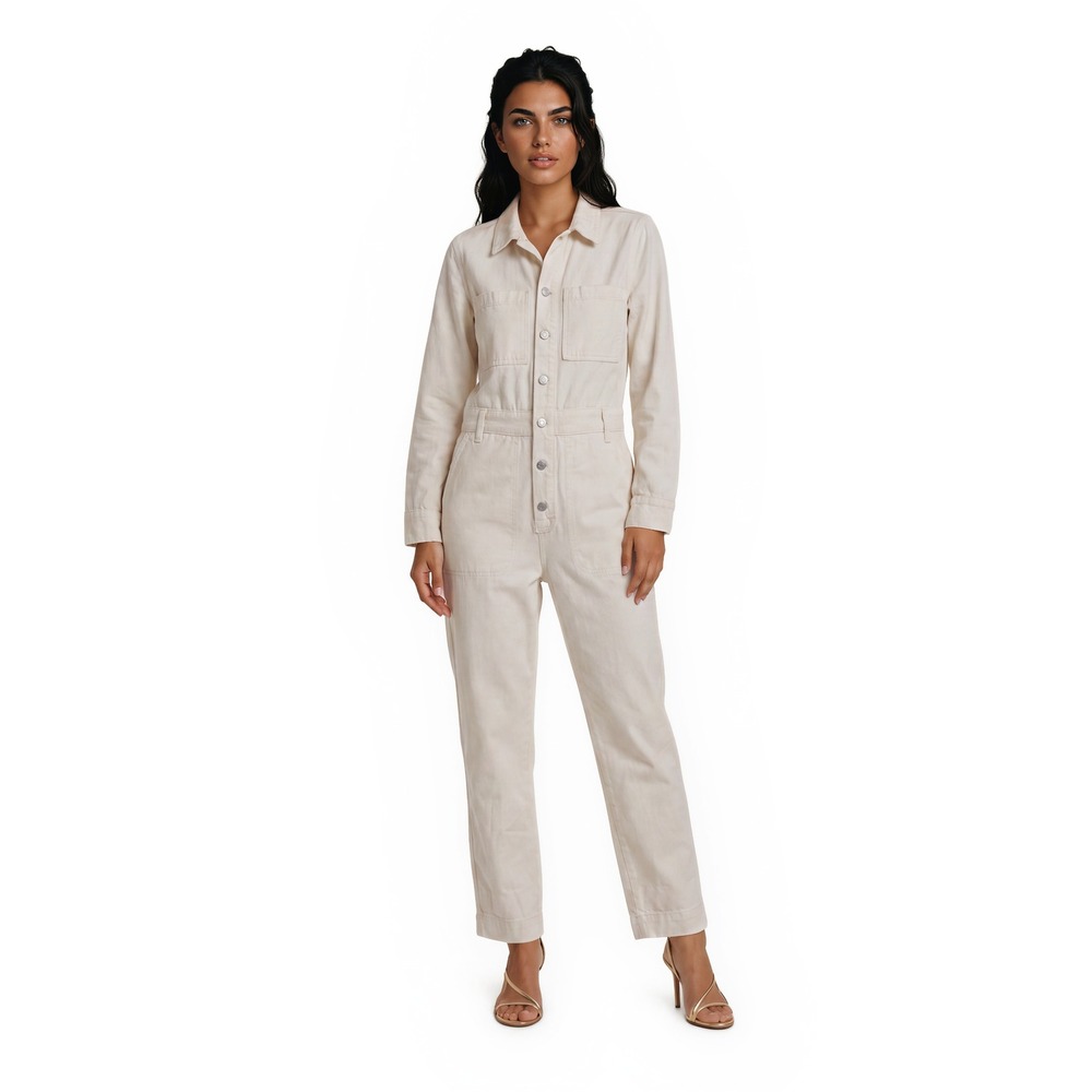 Madewell 100% Cotton Cream Denim
Jumpsuit Women's Size Medium Utility